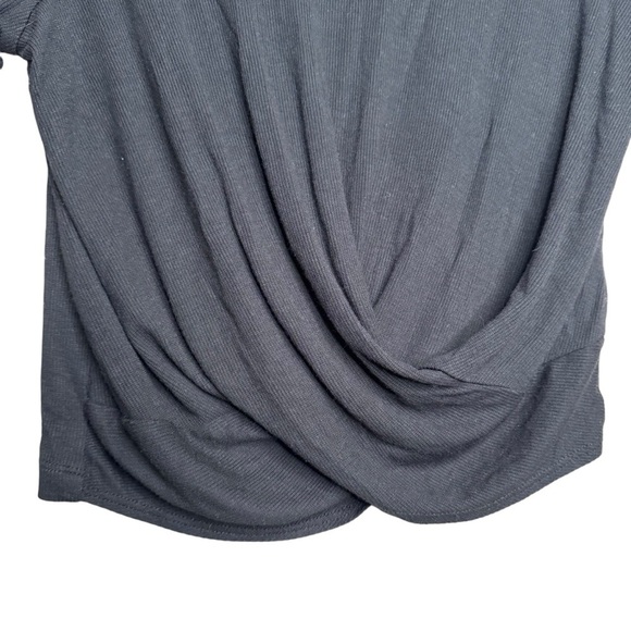 Marine Layer Women's Black Lexi Rib Twist Front Short Sleeve T-Shirt Top Size M - Picture 3 of 8